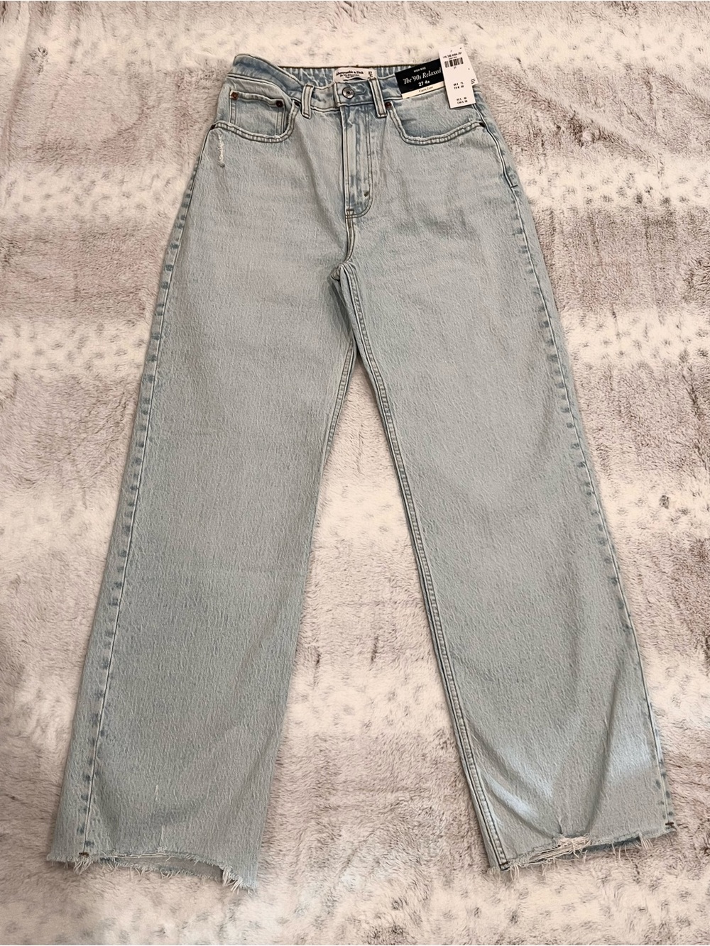 Abercrombie & Fitch Light Blue High-Rise Straight-Leg Jeans
